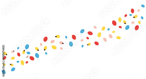 Colorful abstract confetti pattern on white background