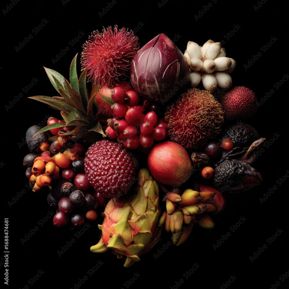 Fototapeta premium Colorful fruit and plant cluster