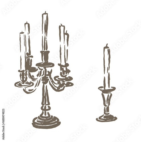 very classic candle holder sketch illustration