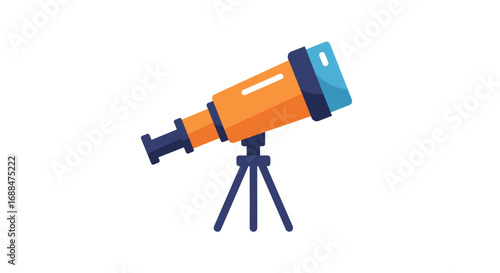 Colorful flat telescope on tripod for astronomy exploration