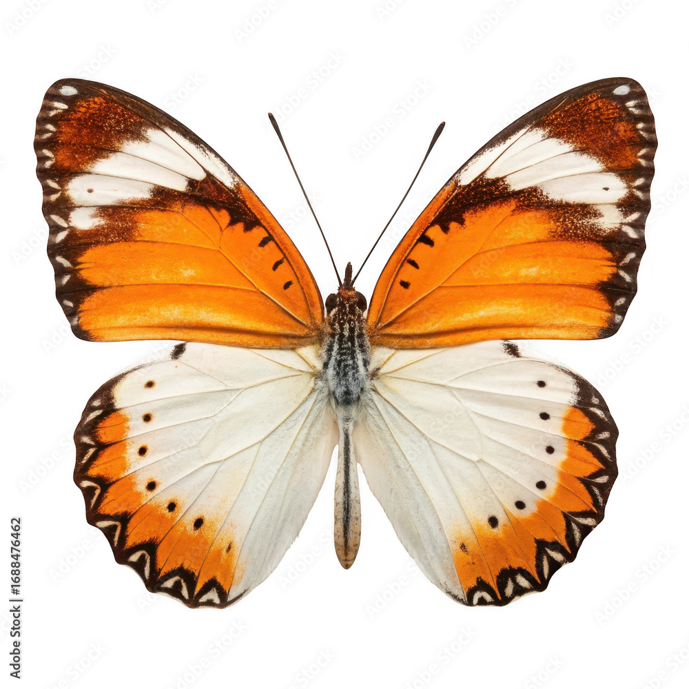 Fototapeta premium Orange and white butterfly isolated on transparent background