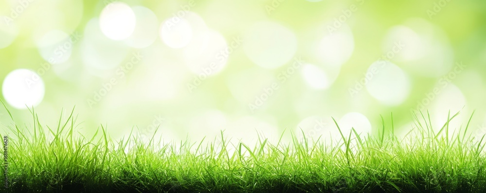 Obraz premium Fresh Green Grass with Soft Bokeh Background