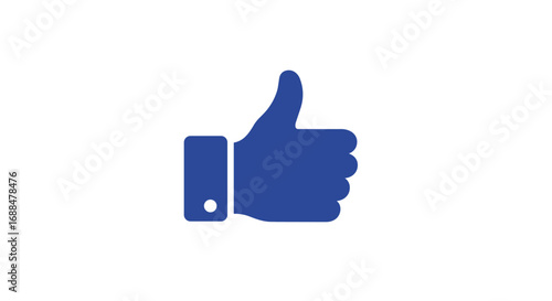 Blue thumbs up like icon simple flat design on white background