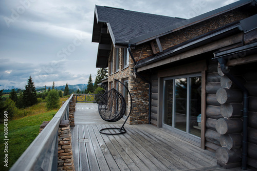 Modern Log Cabin with Scenic Mountain View