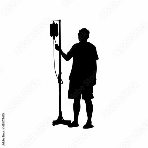 Silhouette of medical professional performing dialysis procedure