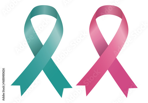 breast cancer awareness month, waving ribbon isolated with clipping path on white background. mother and world cancer day concept