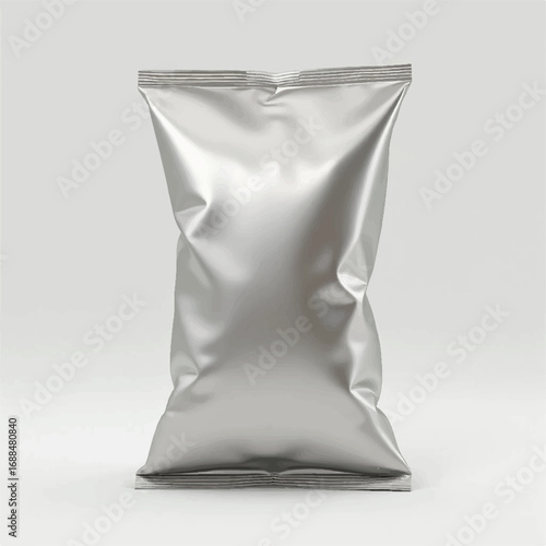 3D Chips, snacks packing bag mockups, Mockup Blank Foil Food Stand Up Pouch Snack Sachet Bag Packaging. Illustration Isolated On White Background.Potato chips packaging design Reaalistic 3d icon