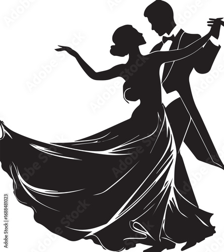 Silhouette Dance: Capture the elegance and grace of a couple in a silhouette as they waltz across the dance floor, celebrating the movement and art of dance