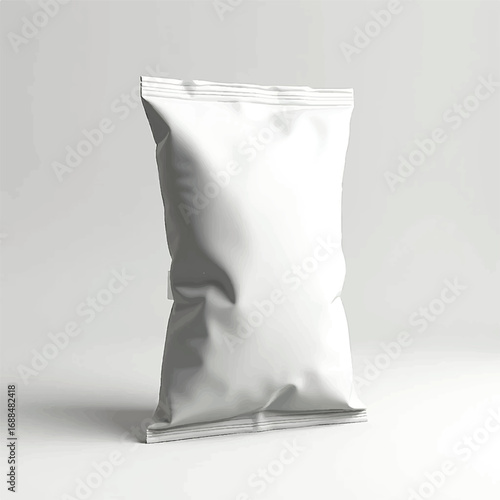 3D Chips, snacks packing bag mockups, Mockup Blank Foil Food Stand Up Pouch Snack Sachet Bag Packaging. Illustration Isolated On White Background.Potato chips packaging design Reaalistic 3d icon