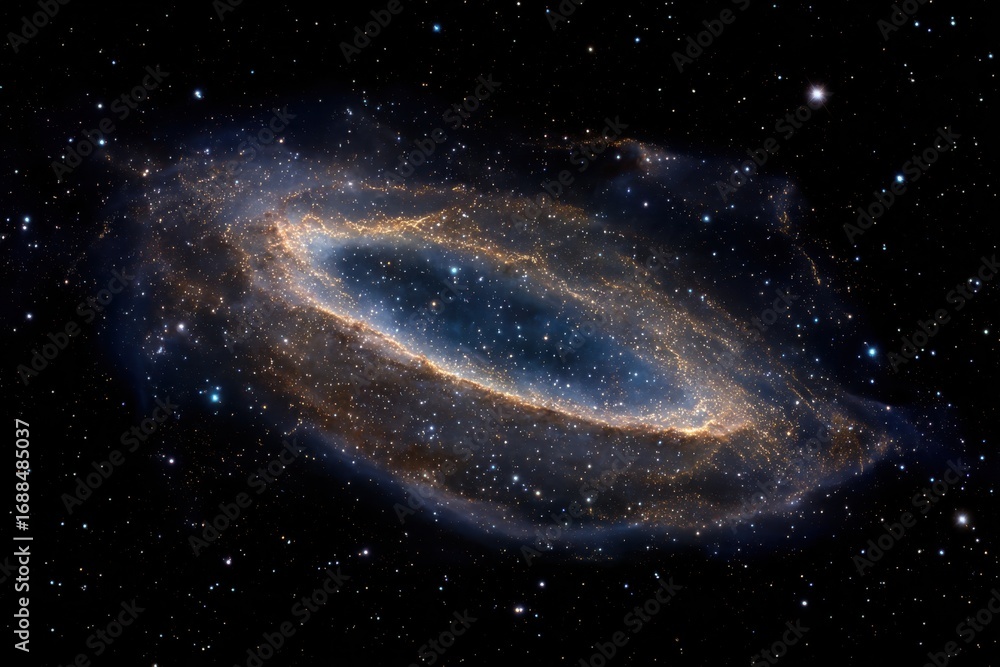 Obraz premium Cosmic ring galaxy, swirling nebulae, vibrant colors