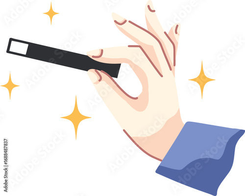 Magic wand in hand with stars, illustration