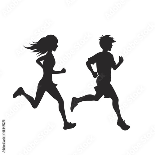 running people silhouettes