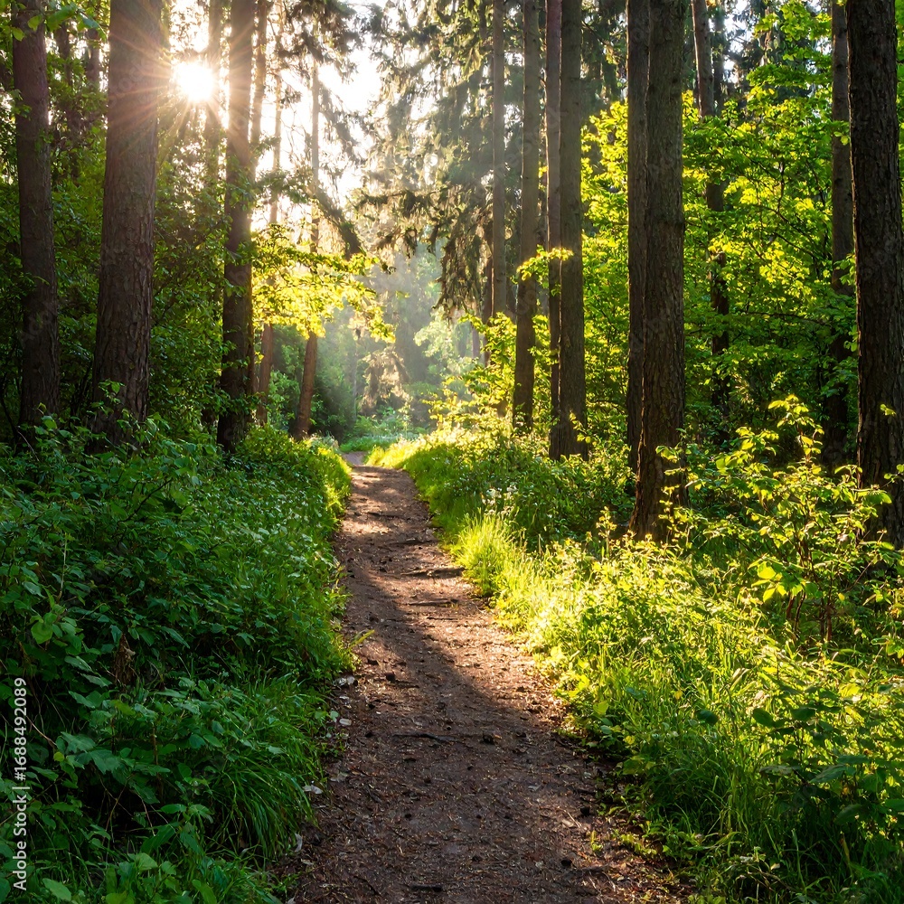 Fototapeta premium Sunlit forest path (3)