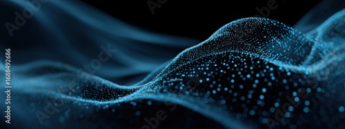 Abstract digital wave of flowing particles