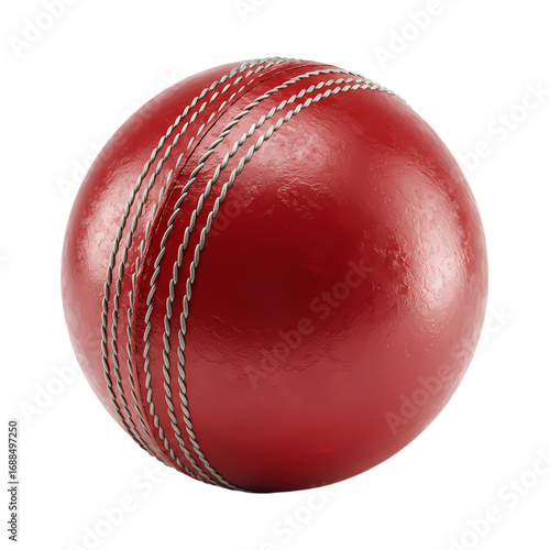 Cricket Ball: Close-Up View of a Red Leather Cricket Ball