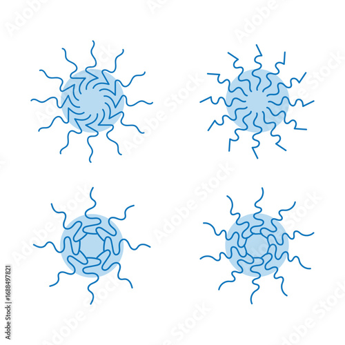 Aesthetic blue abstract circle line art isolated flat style design.