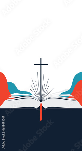 Open bible with cross and radiant light inspiring faith and hope