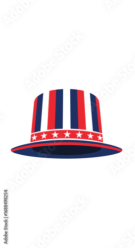 Patriotic uncle sam top hat with stars and stripes for american celebration
