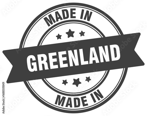 Made in Greenland round sign. Made in Greenland stamp.