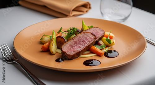 Gourmet Duck Breast with Roasted Vegetables and Sauce
