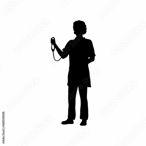Silhouette of healthcare professional performing dialysis treatment