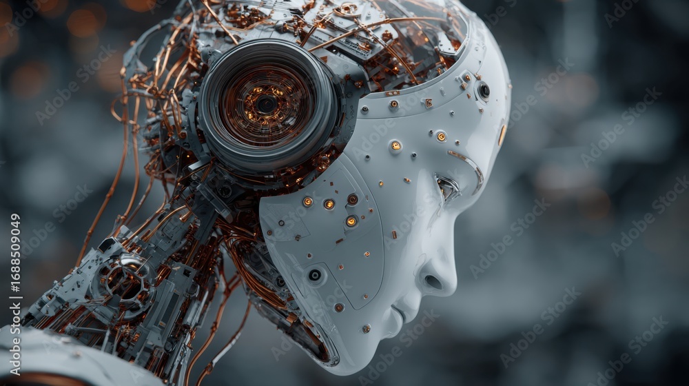 Fototapeta premium robotic head intricate design detail