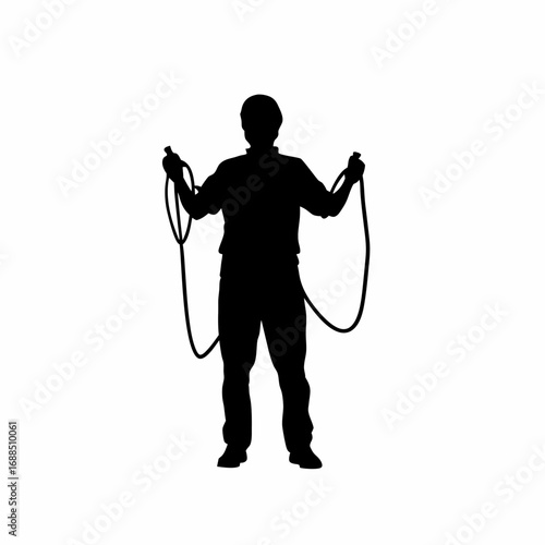 Silhouette of medical professional holding tubing