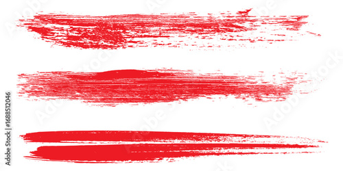 A collection of curved red ink vector lines. Long, rounded hand-drawn brush strokes, highlighted text, frames, and circles, Eps 10.