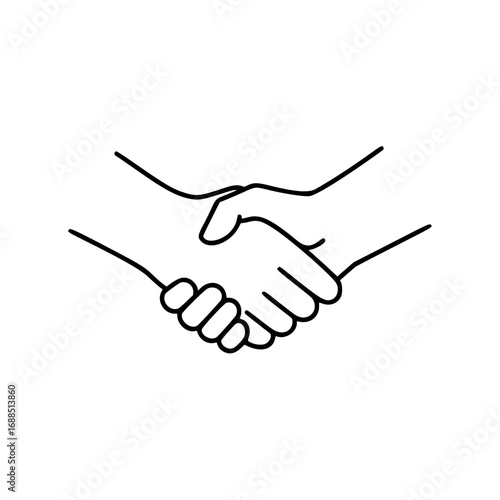 Black vector logo depicting two hands shaking, perfect for business and agreement concepts