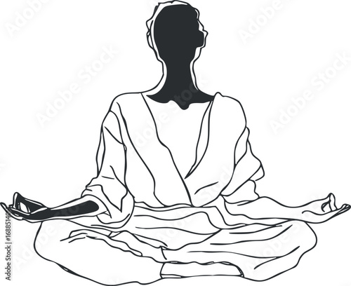 Silhouette of a person meditating in a cross-legged yoga pose symbolizing relaxation and mindfulness