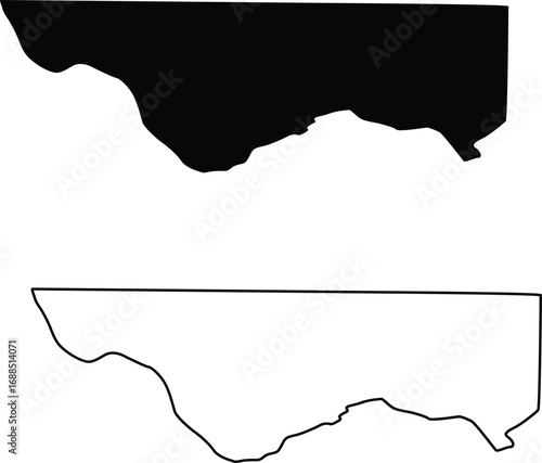 Map of Lauderdale County Alabama USA Silhouette Flat and Outline Design