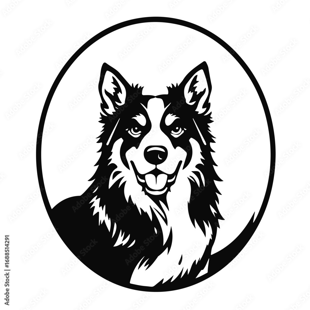 Fototapeta premium Dog portrait vector illustration, pet animal graphic art, domestic dog face symbol, puppy head drawing