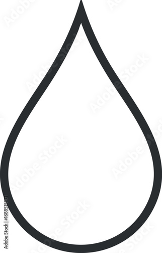 Simple black outline of a water droplet icon symbolizing liquid and purity