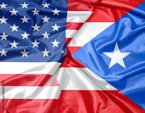 American and Puerto Rican flags draped together