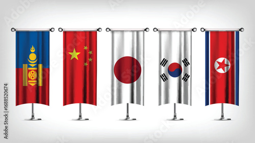 Illustration Vector Featuring China, Japan, South Korea, North Korea and Mongolia  Identities