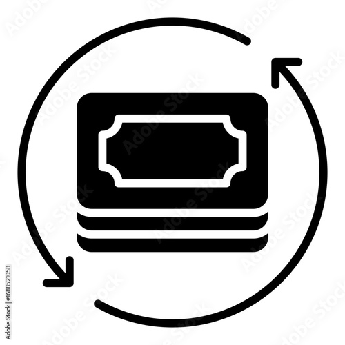 Recurring payment icon. Subscription symbol. Automated billing and regular expense collection. Glyph Icon