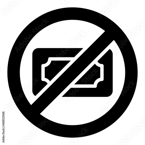 No money icon. Empty wallet symbol. Financial loss and zero balance collection. Glyph Icon