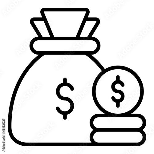 Funds icon. Investment symbol. Finance capital and savings collection. Outline Icon