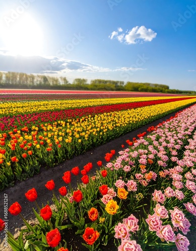 Wallpaper Mural Colorful tulip fields under a bright sky Torontodigital.ca