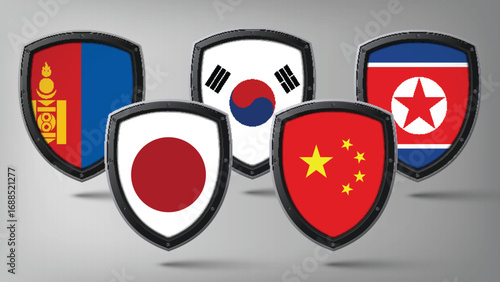 Illustration Vector Featuring China, Japan, South Korea, North Korea and Mongolia  Identities