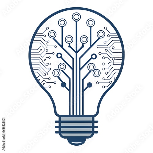 Digital Light Bulb Logo Concept Illustration