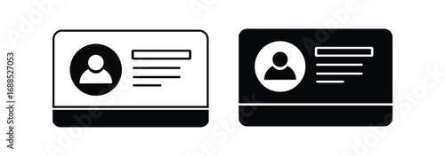 ID Card icon. Employee clerk card, driver license, Identification card, staff identification card symbol. Design for website and mobile app.