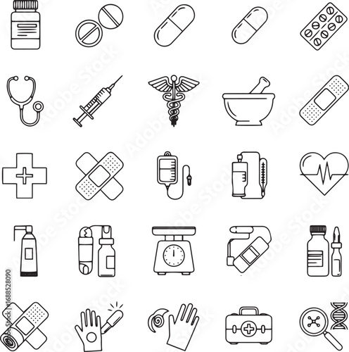 
Medical and Pharmacy Line Icons