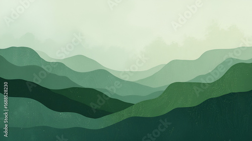 Subdued shades of green meld together in a harmonious blend, evoking a sense of natural tranquility and balance. Abstract Backgrounds Illustration, Minimalism,