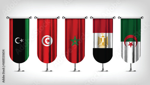 Illustration Vector Featuring Morocco, Algeria, Tunisie, Libya and Egypt Identities
