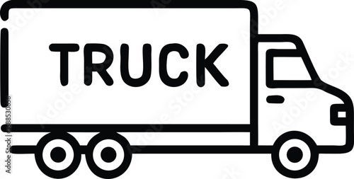 Black silhouette truck logo icon. car and cargo and cabin. vector illustration