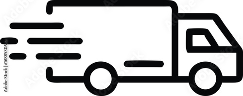 Black silhouette truck logo icon. car and cargo and cabin. vector illustration