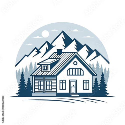 house in the snow Illustration