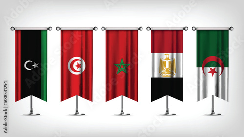 Illustration Vector Featuring Morocco, Algeria, Tunisie, Libya and Egypt Identities