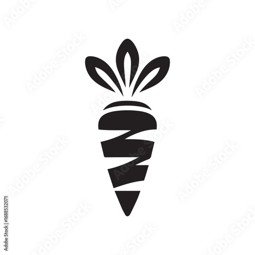 2d carrot vegetable logo with white background
